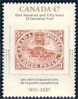 Canada Beaver Castor 1851 MNH ** Neuf SC (C19-00b) - Stamps On Stamps