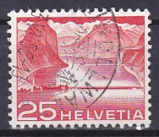 Switzerland, 1949, Landscapes & Technology/Lake Lugano Ralway Causeway, 25c, USED - Used Stamps