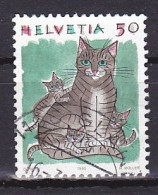 Switzerland, 1990, Animals/Cat, 50c, USED - Oblitérés