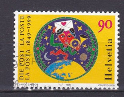 Switzerland, 1999, Swiss Postal Service 150th Anniv, 90c, USED - Used Stamps