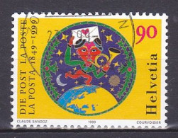 Switzerland, 1999, Swiss Postal Service 150th Anniv, 90c, USED - Used Stamps