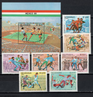 Nicaragua 1985 Football Soccer World Cup Set Of 7 + S/s MNH - 1986 – México