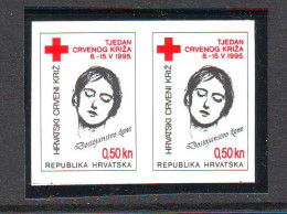 Croatia 1995 Charity Stamp Mi.No.63 RED CROSS  Imperforated Pair  MNH - Croacia