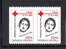 Croatia 1995 Charity Stamp Mi.No.63 RED CROSS   A Pair Without Vertical Serrations MNH - Croazia