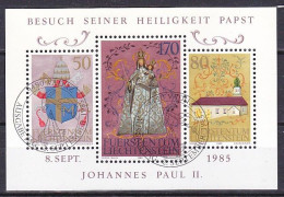 Liechtenstein, 1985, Papal Visit, Block, CTO - Blocs & Feuillets