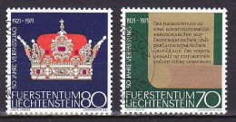 Liechtenstein, 1971, Constitution 50th Anniv, Set, CTO - Usados