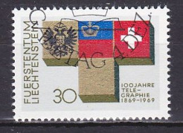 Liechtenstein, 1969, Telegrapf In Liechtenstein Centenary, 30rp, CTO - Oblitérés