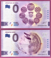 0-Euro HRAE + HRAF 2022-1 CROATIAN 25 KUNA + CROATIA EURO - EINFÜHRUNG Set 2 Scheine - Privéproeven