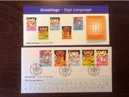 SINGAPORE FDC COVER 2013 YEAR DEAF PEOPLE SIGN LANGUAGE HEALTH MEDICINE STAMPS - Singapour (1959-...)