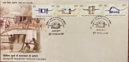 INDIA 2017, FDC, Transport Through Ages,VINTAGE CARS,  Setenant, Pune Cancelled - Brieven En Documenten