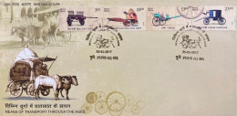 INDIA 2017, FDC, Transport Through Ages,VINTAGE CARS,  Setenant, Pune Cancelled - Briefe U. Dokumente