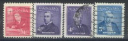 CANADA - 1951, CANADIAN PRIME MINISTERS STAMPS SET OF 4, USED. - Usati