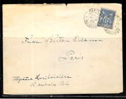 K18 - SAGE SUR LETTRE DE PARIS DU 25/02/1890 - 1877-1920: Semi-moderne Periode