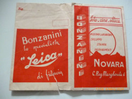 Carta Pubblicitaria "BONZANINI FOTO CINE OTTICA NOVARA" - Advertising