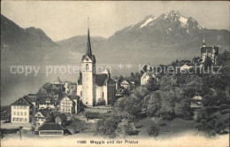 11742148 Weggis Vierwaldstaettersee Ortsansicht Mit Kirche Und Pilatus Weggis - Autres & Non Classés