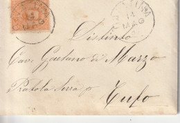 Italy. A209. Galatina. 1892. Lettera Con Testo, Con Grande Cerchio GALATINA, Per Tufo - Marcofilía