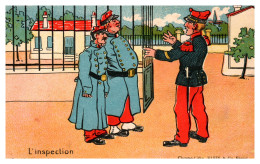 Dessin Humour Militaire - L'Inspection - Chromo-Litho Klein à Epinal - Humour