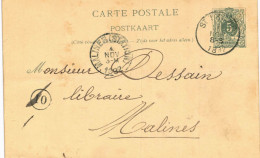 (Lot 01) Entier Postal  N° 45 5 Ct écrite De St Trond Vers Malines - Briefkaarten 1871-1909