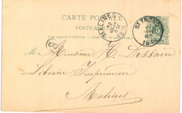 (Lot 01) Entier Postal  N° 45 5 Ct écrite De St Trond Vers Malines - Postcards 1871-1909