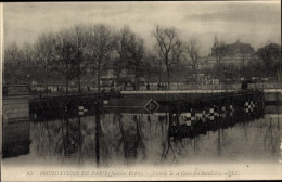Postkarte Paris VII, Eingang Zum Gare Des Invalides, Die Große Seine-Flut Januar 1910 - Other & Unclassified
