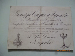 Cartoncino Pubblicitario "Giuseppe Cinque Di Ignazio Fabbricante E Negoziante Lampadari NAPOLI" 1893 - Advertising