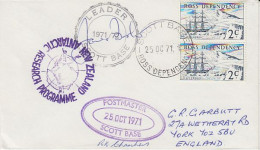 Ross Dependency NZ Antarctic Research Programme Signatures Leader Scott Base & PostmasterCa Scott Base 25 OC 1971(RO190) - Storia Postale