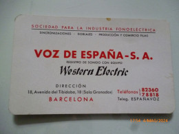 Cartoncino Pubblicitario "VOZ DE ESPANA S.A. WESTERN ELECTRIC BARCELONA" - Werbung