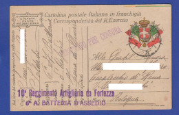 Franchigia 1918 X° Reggimento Artiglieria Da Fortezza VI° Batteria Assedio Posta Militare - Militärpost (MP)