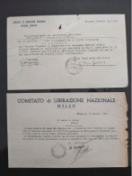 PARTIGIANI CORPO VOLONTARI LIBERTà CLN COLOGNO MONZESE E MELZO - Documentos Históricos