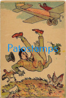 228117 ART ARTE HUMOR THE FALL OF THE MAN FROM THE AVIATION SCARY ROOSERS AND DUCKS  POSTAL POSTCARD - Non Classificati