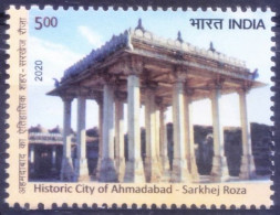 India 2020 MNH, UNESCO, Sarkhej Roza Mosque, Architecture, Monument - UNESCO