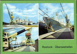 CPA Hansestadt Rostock, Überseehafen, Schiffe, Kräne - Autres & Non Classés