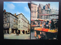 CP 17 LA ROCHELLE  - Lot De  2 Cartes - LA PLACE DU MARCHE  Et RUE DU PALAIS Vieilles Maisons - La Rochelle