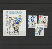 Panama 1986 Football Soccer World Cup Set Of 3 + S/s MNH - 1986 – Mexiko