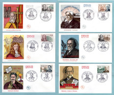 FDC France 1966 - Célébrités 1966 - Fourier, Mansart , Proust, Fauré, Metchnikoff, Taine - YT 1470 à 1475 - 1960-1969