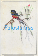 228119 ART ARTE BIRD ON THE BRANCH HAND PAINTED NO POSTAL POSTCARD - Non Classés