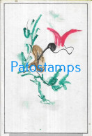 228120 ART ARTE HUMMINGBIRD ON FLOWER HAND PAINTED NO POSTAL POSTCARD - Unclassified