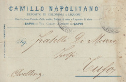 Italy. A209. Sapri. 1918.Cartolina Postale PUBBLICITARIA ... DEPOSITO COLONIALI E LIQUORI... - Poststempel