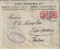 Italy. A209. Berlino. 1894. Lettera Con INTESTAZIONE, Da Berlino A Tufo, In Provincia Di Avellino - Briefe U. Dokumente