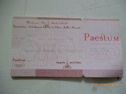 Biglietto Ingresso "Soprintendenza Archeologica Di Salerno, Avellino E Benevento PAESTUM MUSEO" 1999 - Toegangskaarten