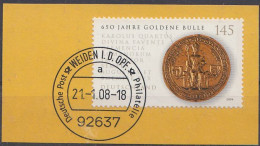 Deutschland Mi.Nr.2511  650 Jahre Goldener Bulle - Goldsiegel ( Auf Briefstück) - Gebraucht