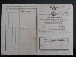 ITALY PALERMO 1867 VECCHIO DOCUMENTO RUSTICANO CON MARCHE FISCALI POSTAL REVENUE - Historical Documents