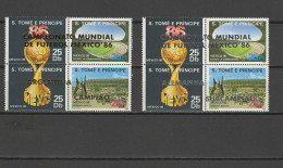 Sao Tome E Principe (St. Thomas & Prince) 1988 Football Soccer World Cup Set Of 8 With Silver Or Golden O/p MNH -scarce- - 1986 – Messico