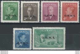 1949 Canada Official Stamps 6v MH SG N. O172/77 - Andere & Zonder Classificatie