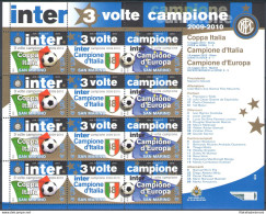 2010 San Marino ,Inter 3 Volte Campione,  Minifoglio Di 4 Trittici MNH** - Blocks & Sheetlets