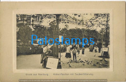 228131 GERMANY HAMBURG ALSTER PAVILION FEEDING PIGEONS POSTAL POSTCARD - Autres & Non Classés