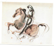 Un Cavalier Delacroix Horseman Study Drawing Louvre Museum 4X6 Postcard - Schilderijen