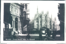 R615 Bozza Fotografica Milano Citta' Piazza Duomo Dalla Via Mercanti Tram - Milano