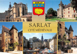 SARLAT Multivues De La CitÃ© Et Blason 23 (scan Recto Verso)MG2812 - Sarlat La Caneda