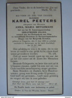 Doodsprentje Karel Peeters Oud-strijder 1914-1918 °Tongerloo 1894 + Op Het Werk (lLuchtbal) Antwerpen 1948 - Imágenes Religiosas